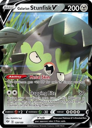 Galarian Stunfisk V 128/189 Darkness Ablaze Ultra Rare Near Mint English