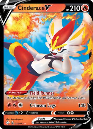 Cinderace V 018/072 Shining Fates Ultra Rare Near Mint English