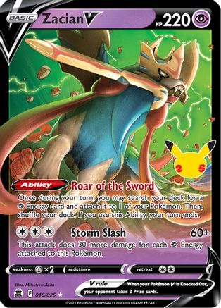 Zacian V 016/025 Celebrations Ultra Rare Near Mint English