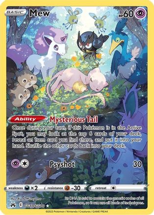 Mew GG10/GG70 Crown Zenith Holo Rare Near Mint English