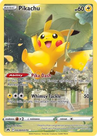 Pikachu Crown Zenith: Galarian Gallery GG30/GG70 Near Mint Ultra Rare English Holofoil