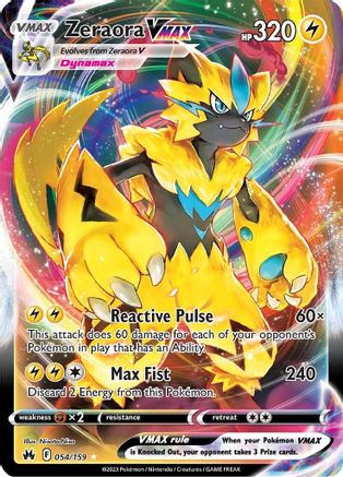 Zeraora VMAX 054/159 Crown Zenith Ultra Rare Near Mint English