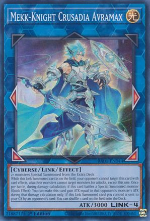 Mekk-Knight Crusadia Avramax RA01-EN044 25th Anniversary Rarity Collection 1st Edition Super Rare Near Mint English