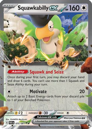Squawkabilly ex 075/091 Paldean Fates Double Rare (RR) Near Mint English