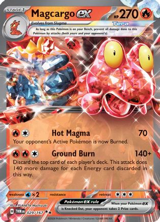 Magcargo ex 029/167 Twilight Masquerade Double Rare (RR) Near Mint English