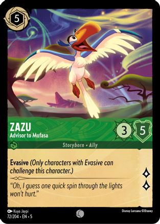 Zazu - Advisor to Mufasa 72/204 Shimmering Skies Common Cold Foil Near Mint English
