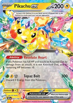 Pikachu ex 057/191 Surging Sparks Double Rare (RR) Near Mint English