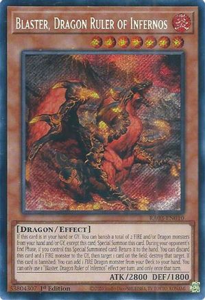 Blaster, Dragon Ruler of Infernos RA03-EN010 Quarter Century Bonanza 1st Edition Secret Rare Near Mint English
