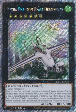 Mecha Phantom Beast Dracossack RA03-EN039 Quarter Century Bonanza 1st Edition Platinum Secret Rare Near Mint English