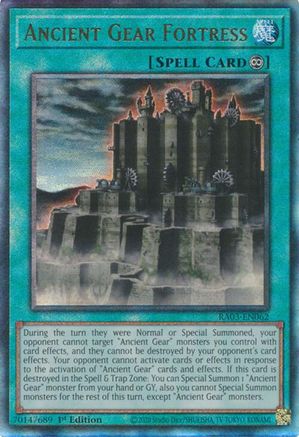 Ancient Gear Fortress RA03-EN062 Quarter Century Bonanza 1st Edition Prismatic Ultimate Rare Near Mint English