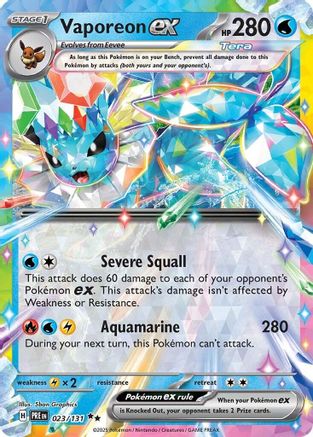 Vaporeon ex 023/131 Prismatic Evolutions Double Rare (RR) Near Mint English