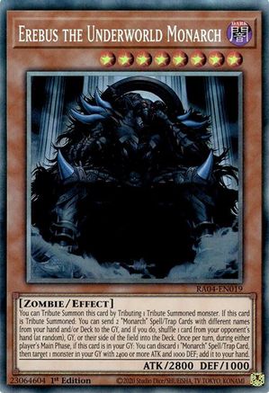Erebus the Underworld Monarch RA04-EN019 Quarter Century Stampede 1st Edition Prismatic Collector's Rare Near Mint English