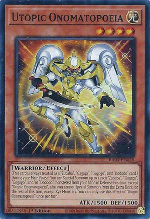 Utopic Onomatopoeia RA04-EN028 Quarter Century Stampede 1st Edition Super Rare Near Mint English