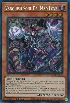 Vanquish Soul Dr. Mad Love RA04-EN045 Quarter Century Stampede 1st Edition Secret Rare Near Mint English