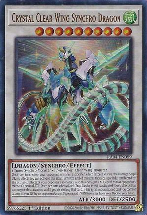 Crystal Clear Wing Synchro Dragon RA04-EN059 Quarter Century Stampede 1st Edition Ultra Rare Near Mint English