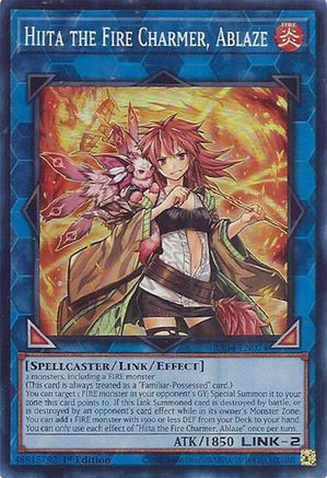 Hiita the Fire Charmer, Ablaze RA04-EN074 Quarter Century Stampede 1st Edition Super Rare Near Mint English