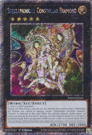 Stellarknight Constellar Diamond RA04-EN241 Quarter Century Stampede 1st Edition Platinum Secret Rare Near Mint English