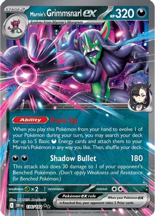 Marnie's Grimmsnarl ex 136/182 Destined Rivals Double Rare (RR) Near Mint English