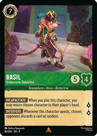 Basil - Undercover Detective 86/204 Reign of Jafar Rare Near Mint English
