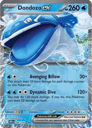 Dondozo ex 066/182 Destined Rivals Double Rare (RR) Near Mint English