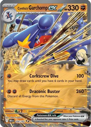 Cynthia's Garchomp ex 104/182 Destined Rivals Double Rare (RR) Near Mint English