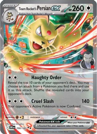 Team Rocket's Persian ex 150/182 Destined Rivals Double Rare (RR) Near Mint English