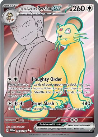 Team Rocket's Persian ex 219/182 Destined Rivals Ultra Rare Near Mint English