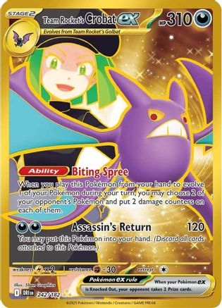 Team Rocket's Crobat ex 242/182 Destined Rivals Hyper Rare Near Mint English