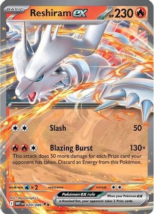 Reshiram ex 020/086 White Flare Double Rare (RR) Near Mint English