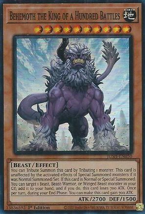 Behemoth the King of a Hundred Battles (Super Rare) JUSH-EN050 Justice Hunters 1st Edition Super Rare Near Mint English