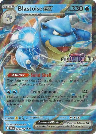 Blastoise ex (Stellar Crown Stamp) 030/142 Stellar Crown Double Rare (RR) Near Mint English