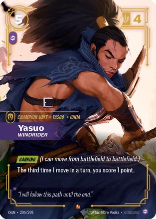 Yasuo - Windrider 205/298 Riftbound Origins Epic Near Mint English