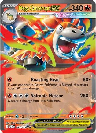 Mega Camerupt ex 022/132 Mega Evolution Base Set Double Rare (RR) Near Mint English
