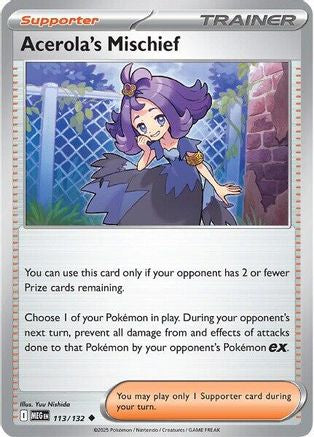 Acerola's Mischief 113/132 Mega Evolution Base Set Reverse Holo Near Mint English