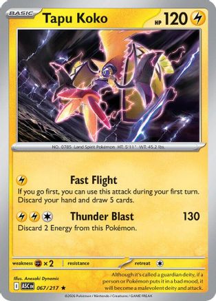 Tapu Koko 067/217 Ascended Heroes Holo Rare Near Mint English