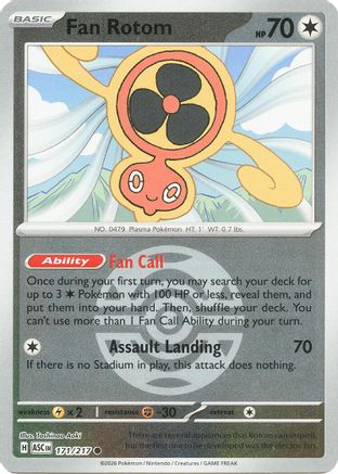 Fan Rotom (Dusk Ball) 171/217 Ascended Heroes Reverse Holo Near Mint English