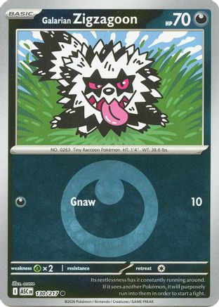 Galarian Zigzagoon (Energy Symbol Pattern) 130/217 Ascended Heroes Reverse Holo Near Mint English