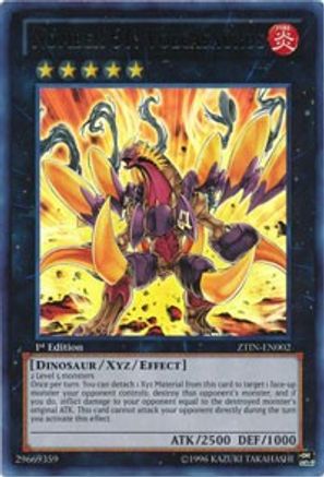 Number 61: Volcasaurus ZTIN-EN002 2013 Zexal Collection Tin 1st Edition Ultra Rare Near Mint English