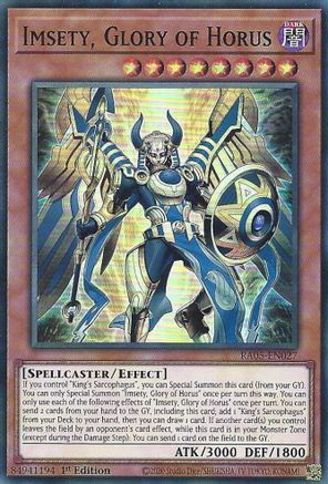 Imsety, Glory of Horus RA05-EN027 Rarity Collection 5 1st Edition Super Rare Near Mint English