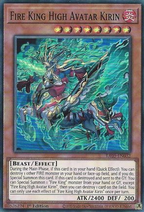 Fire King High Avatar Kirin RA05-EN032 Rarity Collection 5 1st Edition Super Rare Near Mint English