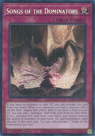 Songs of the Dominators RA05-EN081 Rarity Collection 5 1st Edition Secret Rare Near Mint English