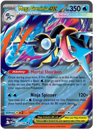 Mega Greninja ex 022/086 Chaos Rising Double Rare (RR) Near Mint English