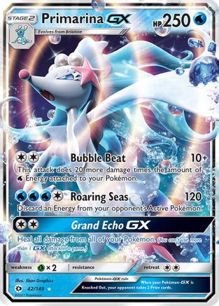 Primarina GX SM Base Set 42/149 Near Mint Ultra Rare English Holofoil