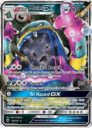 Alolan Muk GX SM - Burning Shadows 84/147 Near Mint Ultra Rare English Holofoil