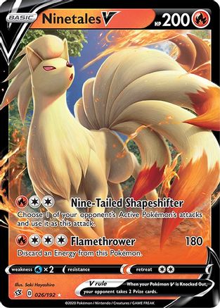 Ninetales V 026/192 Rebel Clash Ultra Rare Near Mint  English
