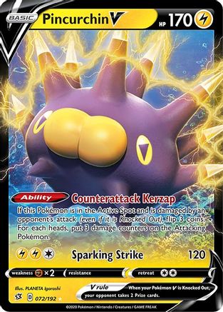 Pincurchin V 072/192 Rebel Clash Ultra Rare Near Mint  English
