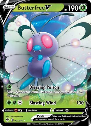 Butterfree V 001/189 Darkness Ablaze Ultra Rare Near Mint  English