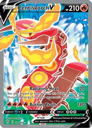 Centiskorch V (Full Art) SWSH03: Darkness Ablaze 179/189 Near Mint Ultra Rare English Holofoil