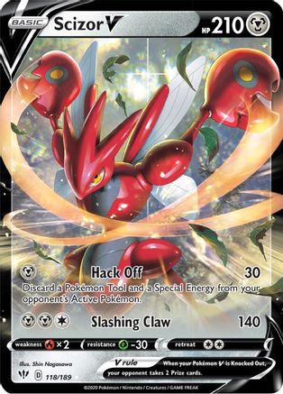 Scizor V SWSH03: Darkness Ablaze 118/189 Near Mint Ultra Rare English Holofoil