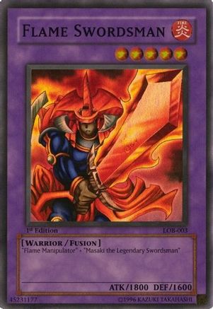 Flame Swordsman The Legend of Blue Eyes White Dragon LOB-003 Near Mint Super Rare English Unlimited